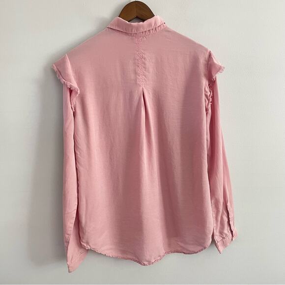 Anthropologie | Women’s Cloth & Stone Ruffled Shoulder Button Front Shirt Top L - Picture 9 of 9